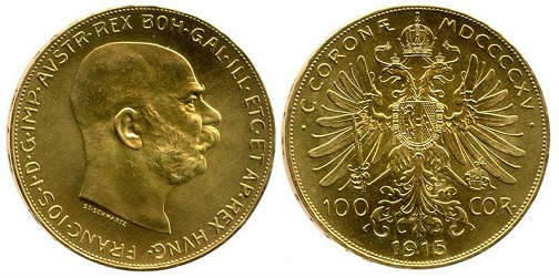 100 corone austriache d'oro